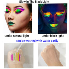12 PCS Glow Face & Body Paint Sticks for Halloween & Festival UV Black Light