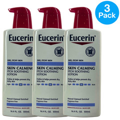 Eucerin Skin Calming Itch Soothing Body Lotion Fragrance Free 16.9 oz 3 Pack New
