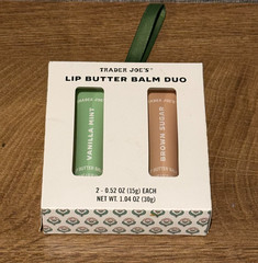 TRADER JOES LIP BUTTER BALM DUO : VANILLA MINT & BROWN SUGAR