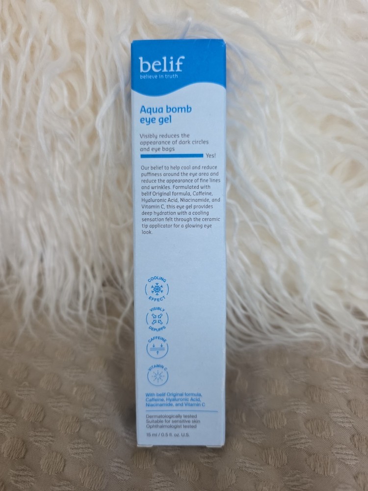 belif Aqua bomb Eye Gel Moisturizer Caffeine Hyaluronic Acid 15 ml 0.5 fl oz