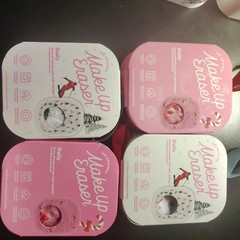 Set of 4 The Original Makeup Eraser. White Winter Scene & Pink Candy Cane
