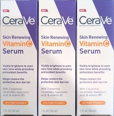 3-Pack CeraVe Skin Renewing Vitamin C Serum with Hyaluronic Acid – 1 FL Oz/30ml