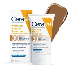 CeraVe Hydrating Mineral Sunscreen SPF 30 with Sheer Tint, Tinted Mineral