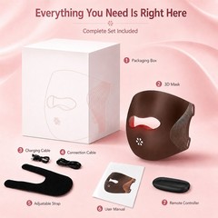 LED Light Facial Therapy Mask 3D Silicone Face Skin Beauty Device, 8 Color + NIR