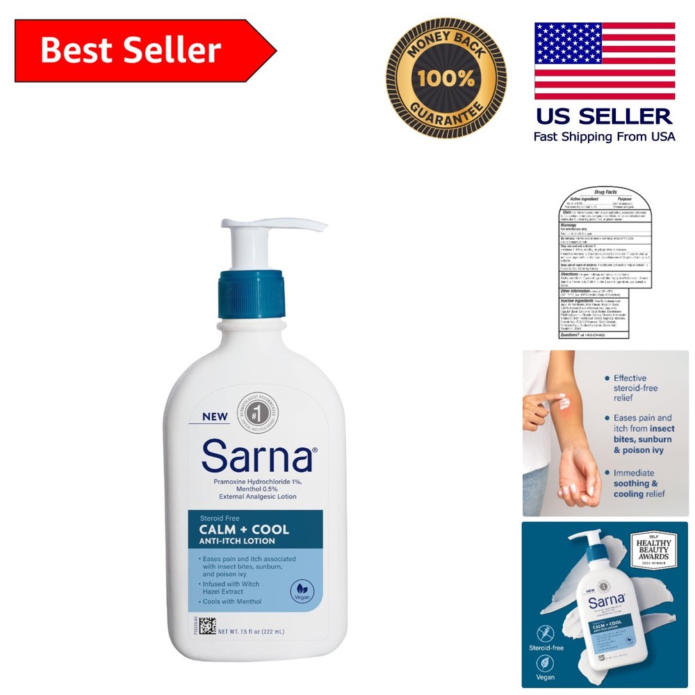 Calm + Cool Anti-Itch Lotion, 7.5oz – Soothe Pain from Sunburn & Insect Bites