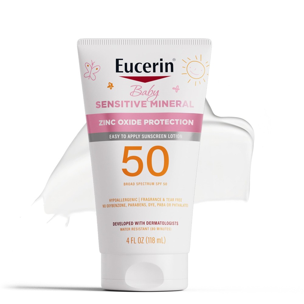 Eucerin Sun Sensitive Mineral Baby Sunscreen 4 Fl Oz (Pack of 1), White