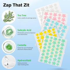 Pimple Patches for Face, Hydrocolloid Acne Patches, Cute Star Zit Covers, Colorf