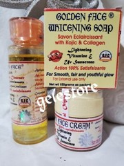 Authentic Golden Face lightening Face cream NEW pack & Collagen soap & Cleanser