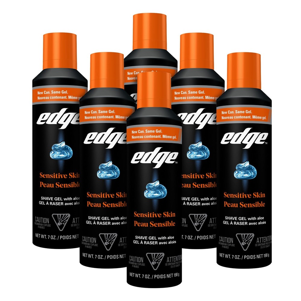Edge Shaving Gel for Men, Sensitive Skin with 7 Ounce (Pack of 6),