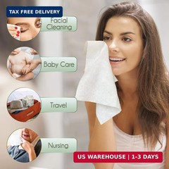 WOWOTEX Bamboo Viscose Disposable Face Towel Biodegradable Large Dry Face Wipes