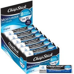 12-Pack ChapStick Moisturizer 2-in-1 Lip Care SPF-15 Aloe Vera Vitamin E