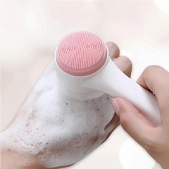 3D Double Silicone Facial Cleansing Brush Manual Massage Facial Brush Soft Bris
