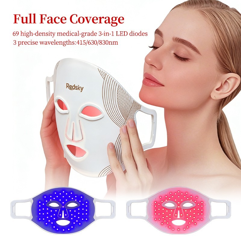 LED Facial Light Therapy Mask – Silicone Face Mask with 630nm & 830nm Light