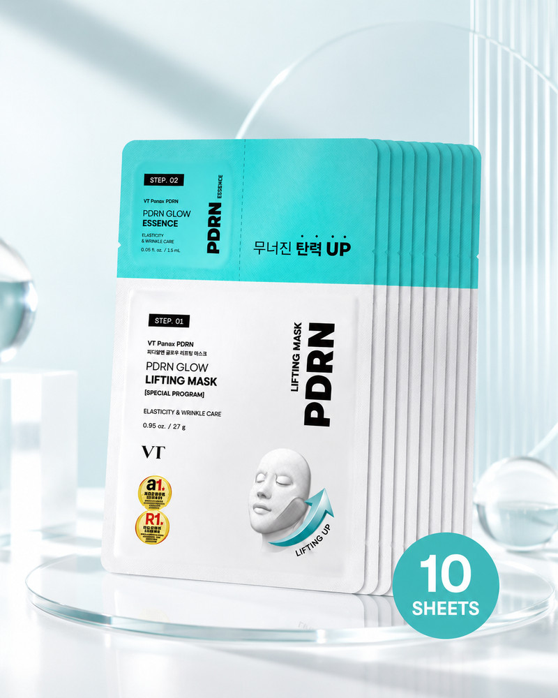 VT PDRN Glow Sheet Mask Korean Skincare Hydrating Face Mask New 10 Sheets