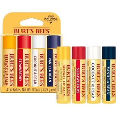 Burt&rsquo;s Bees Lip Balm, Beeswax, Strawberry, Coconut and Pear, and Vanilla Bean Pa