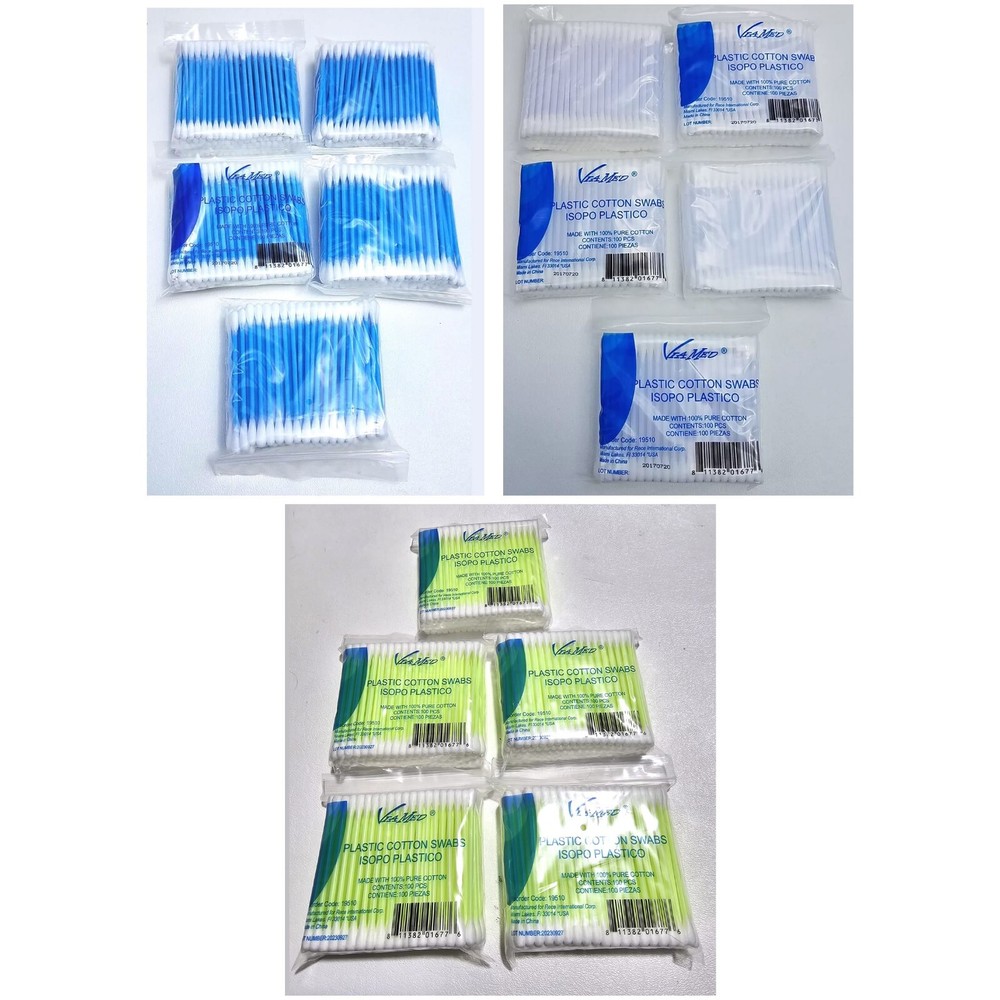19510 Cotton Swabs Double Q Tip 3” Yellow Blue White Colors (Combo 6000)
