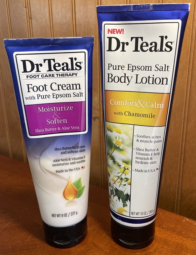 Dr. Teals 2 Pack Foot Cream And Body Lotion Slightly Used 8 & 10 Oz Tubes