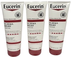 3 PK -8oz EACH Eucerin Eczema Relief Dry Skin Full Body Moisturizer Cream Lotion