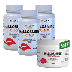 Hallosmine EXTRA Diosmin + FREE Cream for Veins 03 Bottles 180 Caps + Cream 4 oz