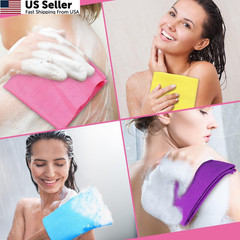 Tatuo 4 Pieces Korean Exfoliating Washcloth 35.43 x 13 inches, Mixed Color