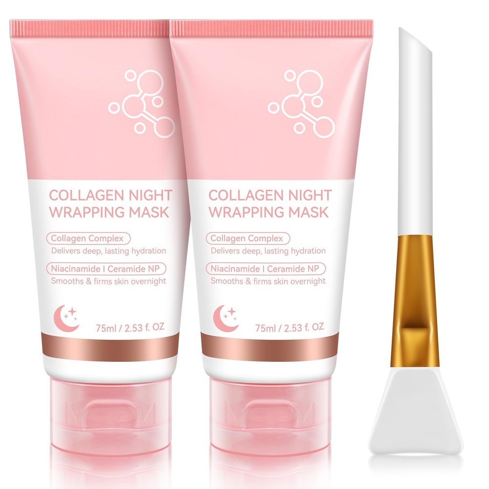 2 Pack Collagen Night 2.53 Fl Oz (Pack of 1), 2 Packs Wrapping Mask