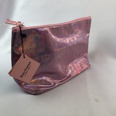 Juicy Couture Pink Holographic Cosmetic Bag W/ Travel Toiletry Bottle New