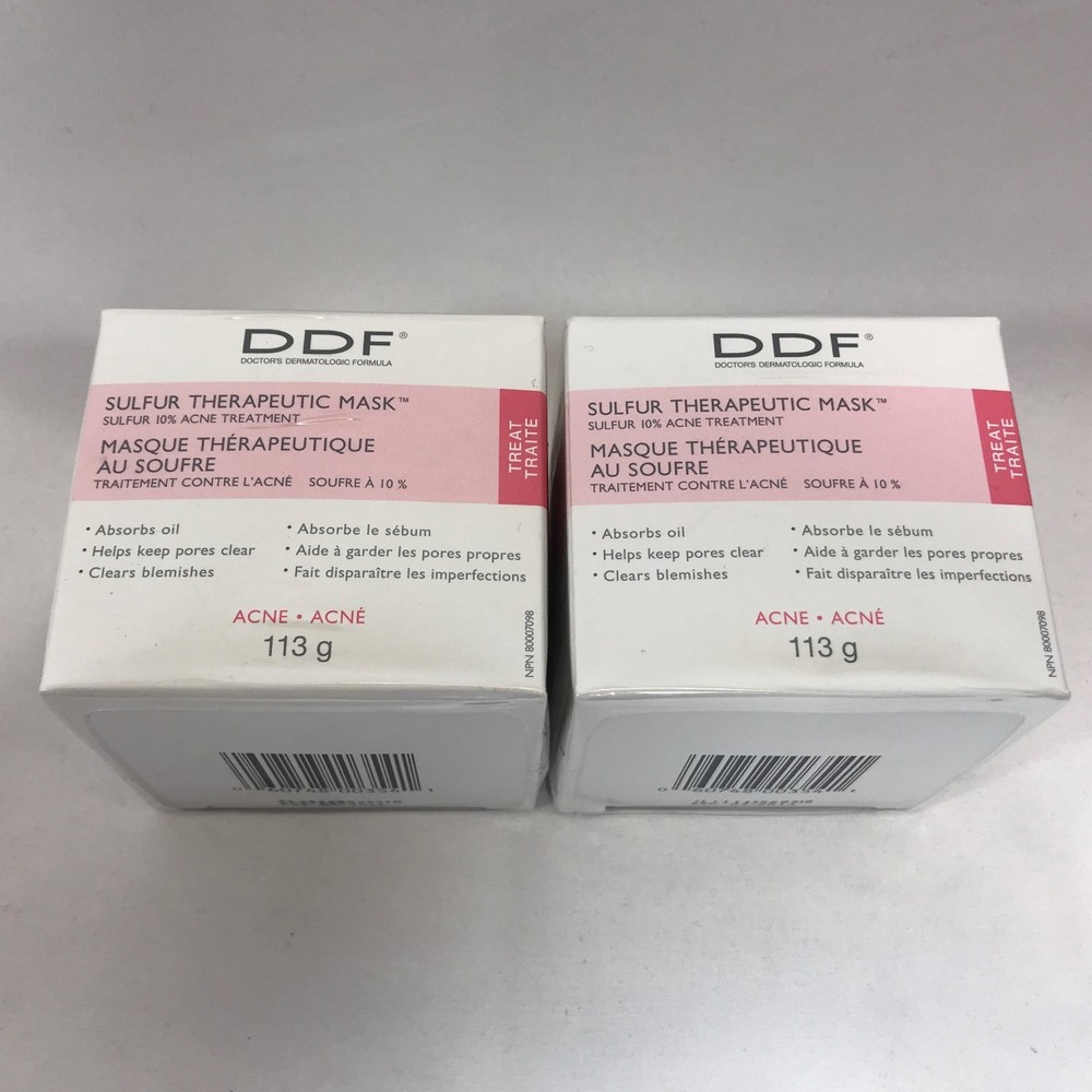 2x DDF Sulfur Therapeutic Mask Acne Blemish Treatment 113 g 4 Oz Authentic A17