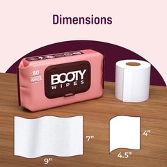 Booty Wipes Gentle Cleansing Wipes Aloe Vera Vitamin E Flushable 80 Count