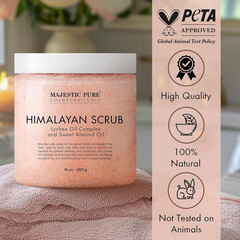 MAJESTIC PURE Himalayan Salt Body Scrub with Lychee Oil Salt Scrub 10 Oz