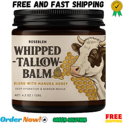 Whipped Tallow Balm for Face – 100% Grass-Fed Organic Beef Tallow Cream with Man