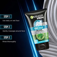 2 X Garnier Men Oil Clear Clay D-Tox Deep Cleansing Icy Face Wash 100gm