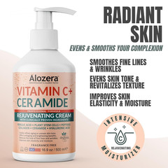 Alozera Vitamin C Ceramide Moisturizer Cream, 16.9 Ounce (Pack of 2)