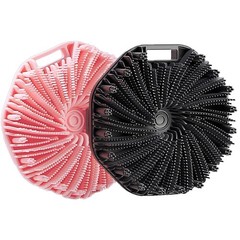 Silicone Body Scrubber, Exfoliating Medium-Bristle Brush, Black and Pink