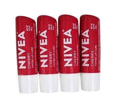 NIVEA Cherry Lip Care Tinted Lip Balm for Beautiful Soft Lips 0.17 Oz 4 Pack