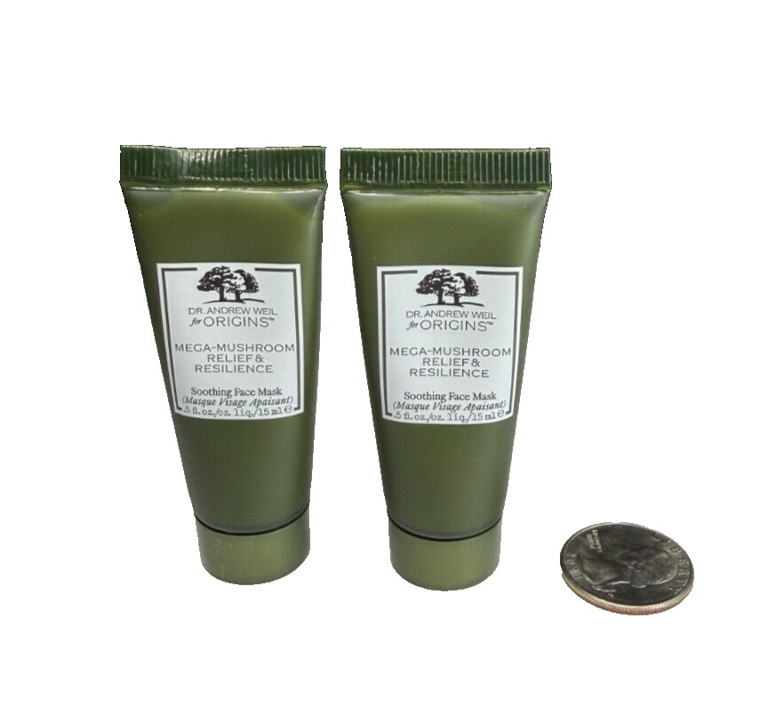 Origins Mega Mushroom Relief Resilience Soothing Face Mask 0.5 oz Each X2