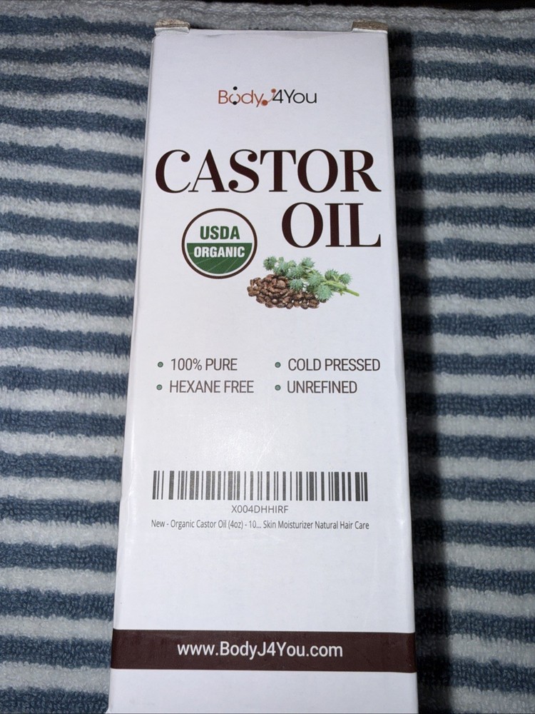 BodyJ4You Organic Castor Oil – 100% Pure Natural 4 Fl Oz (Pack of 1), Clear