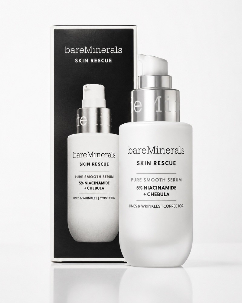 bareMinerals $65 Skin Rescue Pure Smooth Serum Niacinamide Chebula 1 oz NIB