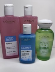 L&rsquo;Oreal Skincare Lot (4 Pcs) Hydra Fresh Toner & Eye Makeup Removers Set