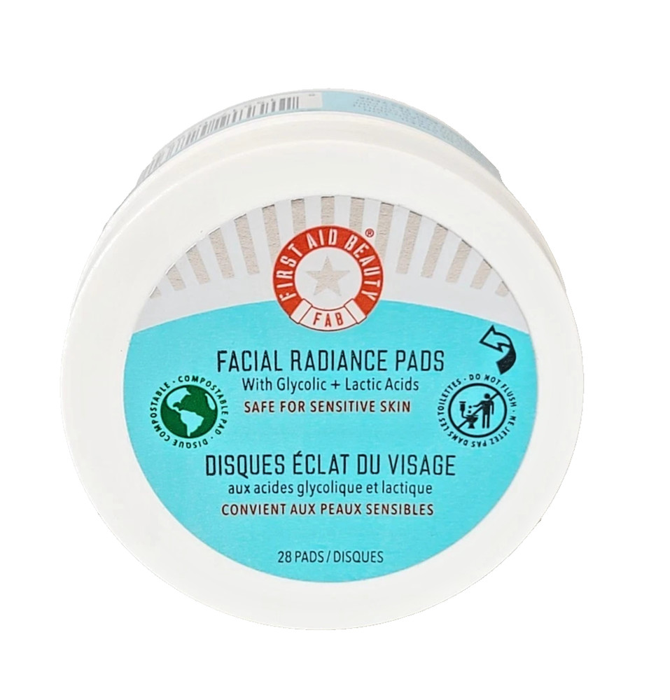 First Aid Beauty Facial Radiance Pads Glycolic + Lactic Sensitive Skin 28 Count