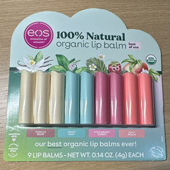 eos 100% Natural Organic Lip Balm 9-Pack 0.14 oz Vanilla Mint Strawberry Peach