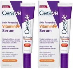 CeraVe Skin Renewing Vitamin C Serum 1 Fluid Ounce (Pack of 2). New!