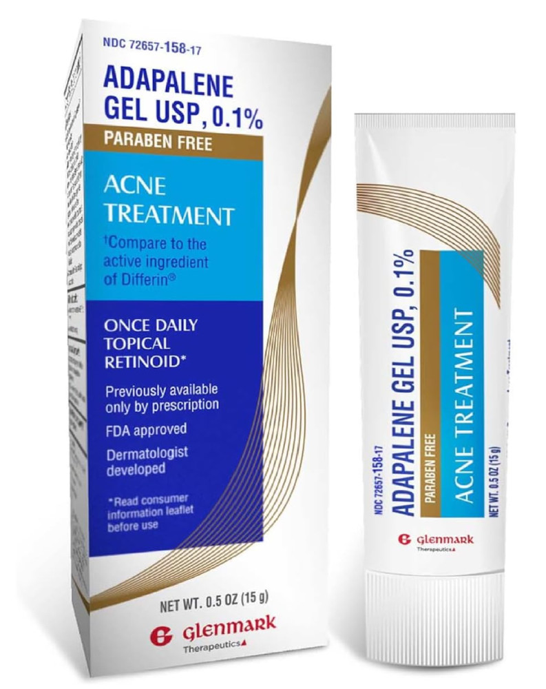 Adapalene Gel 0.1% Acne Treatment, Paraben Free Topical Retinoid Cream-15g Tube