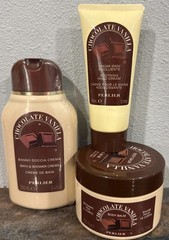 Perlier Chocolate Vanilla Bath & Body Gift Set 3 Pc New Sealed Body Balm Cream