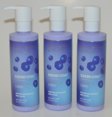 3 BATH & BODY WORKS BLUEBERRY EXTRACT GLOWING MOISTURE LOTION CREAM PUMP 7.8OZ