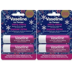 2 Twin Pack Vaseline Lip Therapy Stick Merry Cherry Holiday Limited Red -4 total