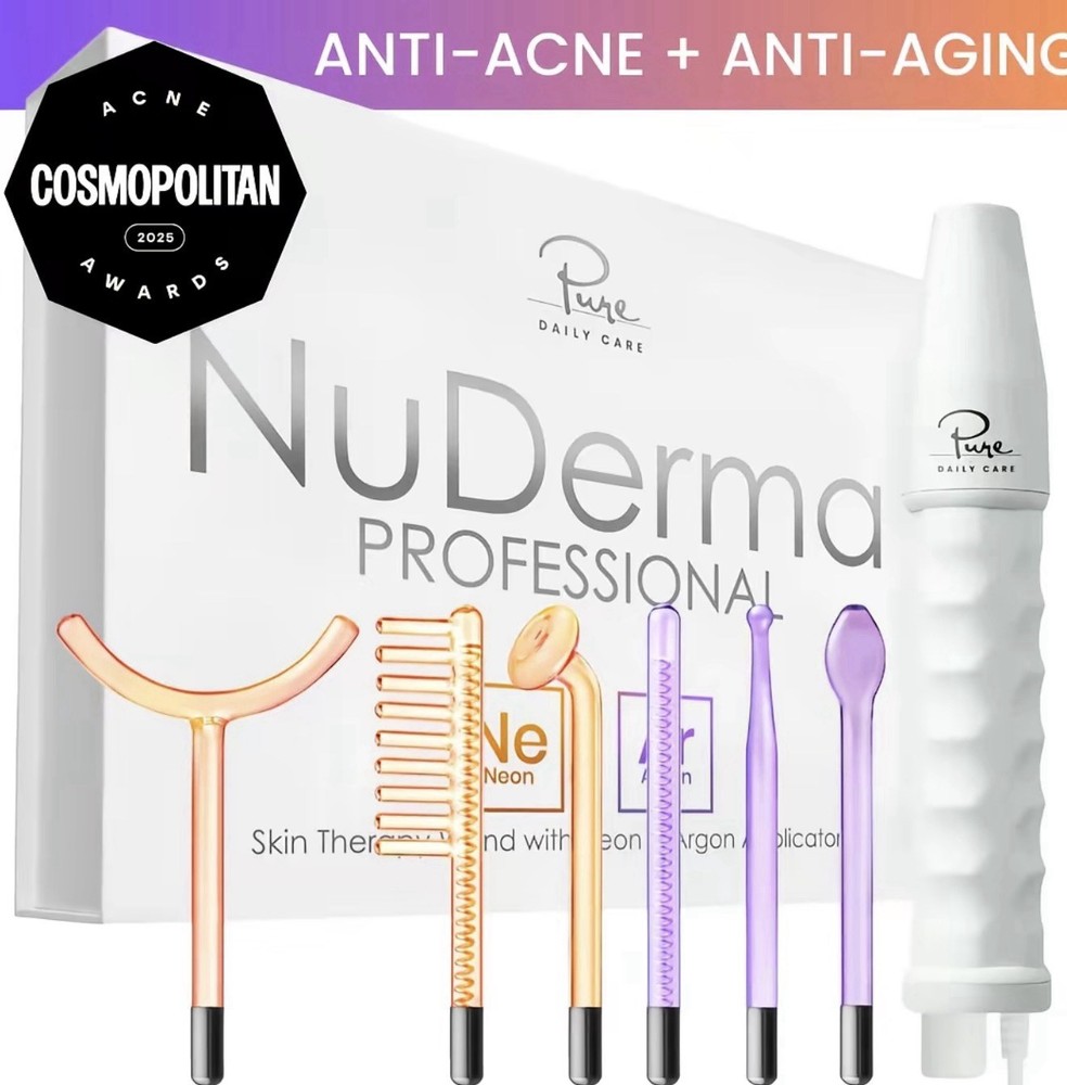 Pure Daily Care NuDerma Professional Skin Therapy Wand 6 Neon/Argon Applicators
