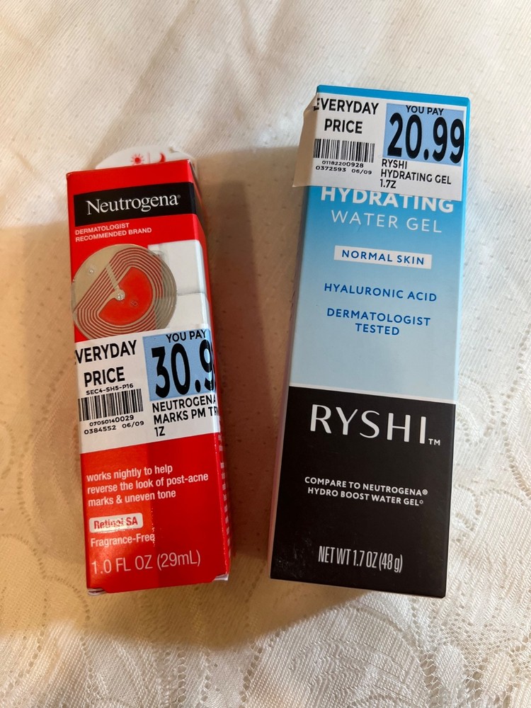 Lot Neutrogena Stubborn Marks PM Retinol Treatment Ryshi Hydrating Water Gel NEW