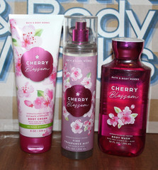 3 PC Set BATH & BODY WORKS CHERRY BLOSSOM Lotion, Fragrance Mist & Body Wash