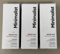 Minimalist 2% Salicylic Acid Face Serum Acne Pores 11/26 1.01 Fl Oz Lot of 3