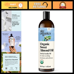 100% Pure Sweet Almond Oil 16 fl oz – Lightweight Moisturizer for Skin & Hair, V